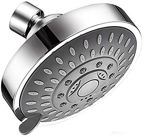 4 Zoll Duschkopf Regendusche Runden Regenduschkopf mit 5 Strahlarten Druckverstärkendes Einbauduschköpfe mit Anti-Kalk Silikondüse Installierbar an der Wand oder Decke,Chrome