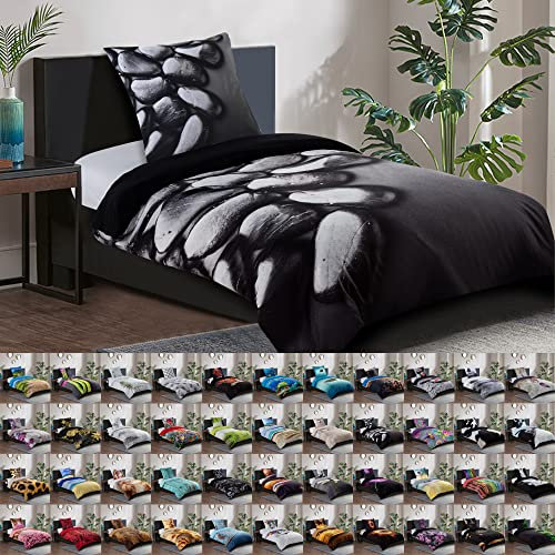 Sanilo® Bettwäsche 135x200 cm, 100% feinste Baumwolle, 2-teilig, Bettbezug, Kissenbezug 80x80cm, Oeko-TEX Zertifiziert (Hot Stones, 2-teilig 135x200 cm)