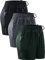 Neleus Leichte Damen-Laufshorts für Yoga, mit Tasche, 10,2 cm Innennaht: Schwarz/Grau/Schwarzgrün, 3 Stück, Klein