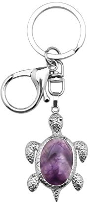 be in your mind Pierres Précieuses Naturelles Mignon Tortue de Mer Porte-clés Énergie Pierre Homard Fermoir Pendentif Breloque pour Sac à Main Téléphone Portable Bijoux Accessoire