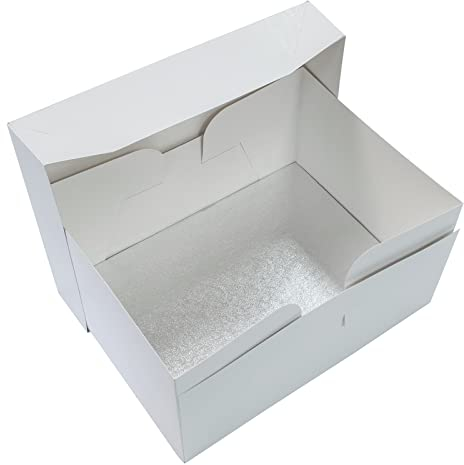 Culpitt 18 x 14 Cake Board & White Cake Box Combo, Oblong Silver Fern Cake Drum With Matching Box, 0.5'' (13mm) Thick, Rectangular Cake Transport, 457 x 355mm - Single Pack