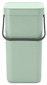 Brabantia - Sort & Go Abfallbehälter 12L - Mittelgroßer Recyclingbehälter - Tragegriff - Pflegeleicht - Auch für die Wandmontage Geeignet - Küchenmülleimer - Jade Green - 20 x 25 x 35 cm