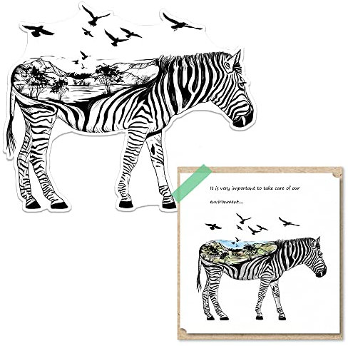 Zebra Wildtier Clear Stamps for Card Making, Bird Lake Scenery Tree Transparent Rubber Stamps for Bullet Journal DIY Scrapbook Decoration Handmade Crafts Notebook