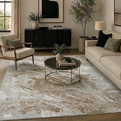 Serenity Metallic Marble Abstract Living Room Area Rug, Stone, 160x230cm