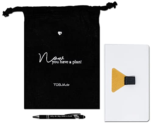 TOBJA® Zubehör Set Terminkalender A5 - Essential Kit Froschtasche, Stifthalter selbstklebend, Kugelschreiber & Baumwollbeutel | Pen-Loop, OEKO TEX Beutel, Stiftschlaufe, Einstecktasche, Stift