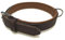 Lederhalsband für Hunde, Fettleder Hundehalsband gepolstert, Echtleder, braun Chrom Gr. 65
