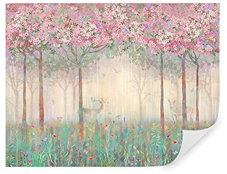 Tapeko Papier Peint Chambre Enfant 360x250 cm 3D Effet Forêt de Conte de Fées Nature Arbres Fleur Lever de Soleil pour Garçon Fille Papier Peint intissé plus u62100#12