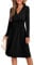 GRECERELLE Womens Autumn Wrap Dress Ladies Casual Long Sleeve V-Neck Midi Dresses for Women (Black, XXL)