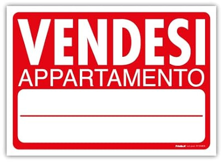 NEW CARTELLO SEGNALETICO - Vendesi appartamento - Adesivo Resistente, Pannello in Forex, Pannello In Alluminio (ADESIVO 20X31 CM)