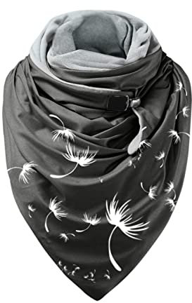 Damen Schal Winter Baumwolle XXL Halstuch Frauen Elegant Baumwollschal Deckel Herbst Winter Mit Knopf Vintage Dreieck Muster Dreieckstuch Knopfschal Hijab Schal