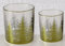 Windlicht Set 2-teilig – Teelichthalter mit moosgrünem Tannenwald-Design aus Glas – Festliche Tischdeko für Herbst & Weihnachten – 8×10 cm & 7×9 cm (Winterwald grün 2er Set)