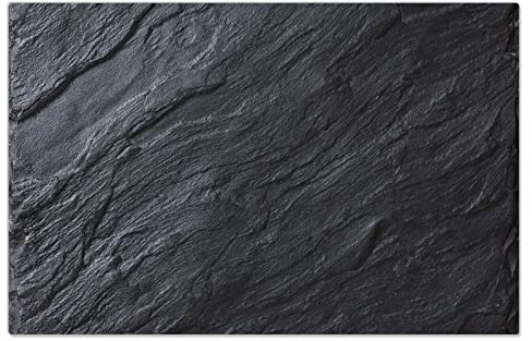 DecoCat Glas-Herdabdeckplatte Ceranfeld Kochfeldabdeckung Herdabdeckung Induktionsschutz Schneideplatte 80x52 cm Einteilig Schiefer Stein Schwarz