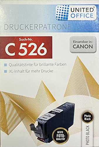 United Office Druckerpatrone Nr C526 Unterschiedliche Farben Drucker Tinte Kompatibel mit Canon (Schwarz)