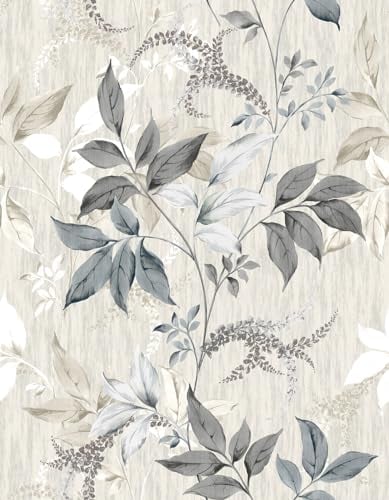 Yullpaper Vintage Tapete Blumen Blätter Beige Möbelfolie Selbstklebend Blumentapete für Wohnzimmer Schlafzimmer Retro Floral Muster Klebefolie Selbstklebende Folie für Möbel Schrank 44.5cm X 300cm