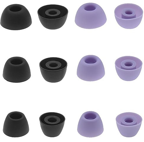 WKYMY 6 Pairs Galaxy Buds 2 Pro Ear Tips Silicone Earbud Replacement Tips Compatible with Samsung Galaxy Buds 2 Pro Headphone Rubber Tips Ear Bud Tips S/M/L (Black+Purple)