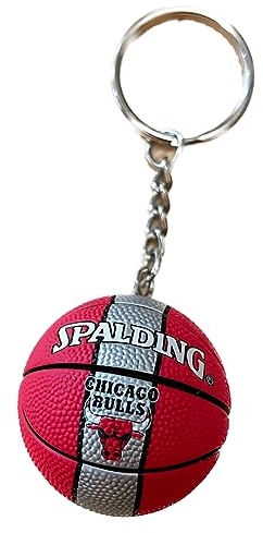 Schlüsselanhänger Mini Basketball NBA Team HD Qualität mit Schlüsselring aus Metall Geschenkidee und Stickers, NBA Red Bulls, One size