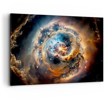 Wandbilder Dekoration Wohnzimmer Universum Kosmos Galaxis Bilder auf Leinwand 120x80cm Leinwandbild Schlafzimmer Küche Deko Wand Kunstdruck Art Groß XXL Wanddeko Bild Wall Decor Canvas AA120x80-5808