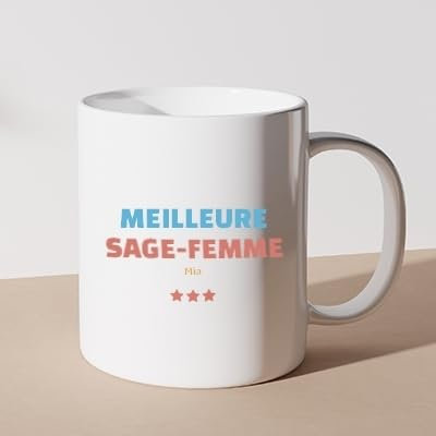 CADEAUX.COM - Mug Personnalisable - Meilleure Sage-femme - Mug Céramique - Tasse Classique Personnalisable - Résiste Au Micro Ondes et Lave Vaisselle - Idée Cadeau Original- Cadeau Homme, Femme