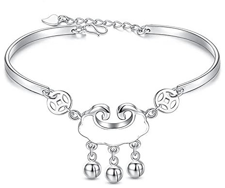 Armband for Damen, verstellbares Freundschaftsarmband, Damen-Armband aus 925er-Sterlingsilber, chinesisches Vintage-Armband mit Schloss-Anhänger, Freundschaftsarmband aus Sterlingsilber, Schmuck-Gesch
