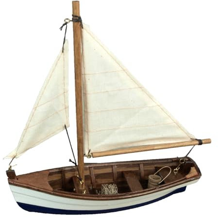 Generisch Deko Holz Fischerboot 19 x 20 x 6cm Maritime Deko Fertigmodell Segelschiff Boot Segler 5171