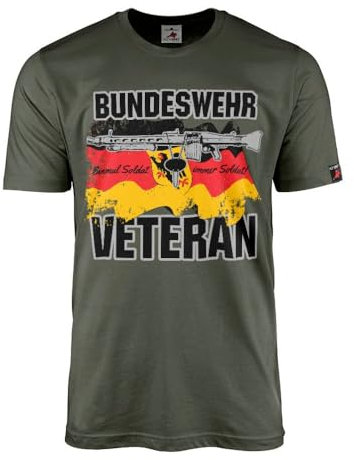 Bundeswehr Veteran Einmal Soldat Immer Soldat MG3 Erkennungsmarke T-Shirt #43393, Größe:XXL, Farbe:Oliv