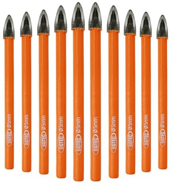 Carbide Tip Drill Bit-BGTEC Wood Drill Bits, 10pcs 5mm Round Shank Carbide Drill Bits for Wood Plastic Masonry Brick Granite
