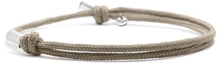 Nato Cuff - Paracord Armband 2mm und Silber 925 - Verstellbares Damen- oder Herrenschmuckstück entworfen und zusammengesetzt in Frankreich (Beige)