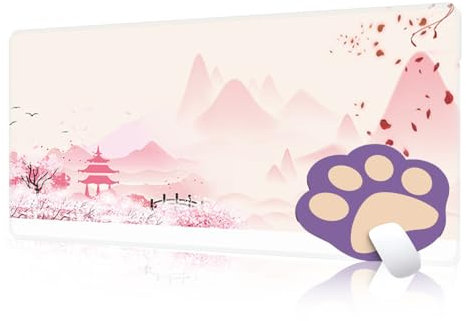 FAIRYGATE Mousepad Extra Large Mouse Mat Extended Gaming with Stitched Edges Waterproof Desk Pads with Non Slip Base Computer Keyboard Big for laptop Office Home Pink B6509-L