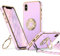 XYZ iPhone X/XS Case with Stand, Heart Lanyard for Girls Women, Luxury Cute Bling Protective Phone Cover, Purple