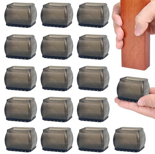 Kabwea 16 Pezzi rettangolari Protezioni Gambe Sedia per Pavimenti in Legno Duro, Tappi protettivi Neri, Cuscinetti per sedie, Cuscinetti Gambe mobili, Lunghezza 32-42mm, Larghezza 22-30mm
