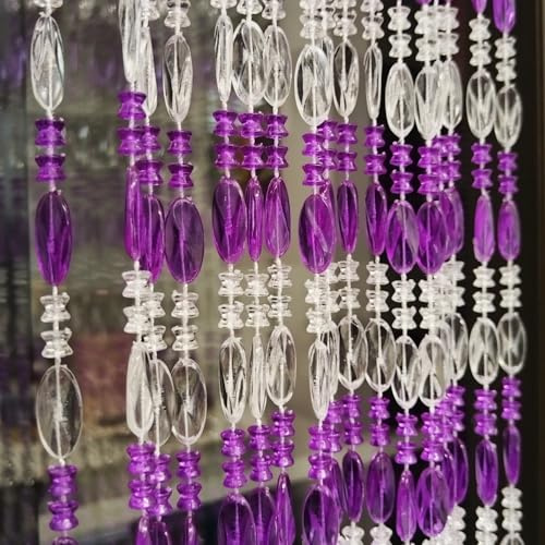 ave Split Perlenvorhang, Türen, Acryl, hängende Türperlen, Fadenvorhänge, Quaste, Raumteiler, Bildschirmdekoration für Tür, Fenster, Wohnzimmer, Hochzeit (1, Lila, 99,1 x 199,9 cm)