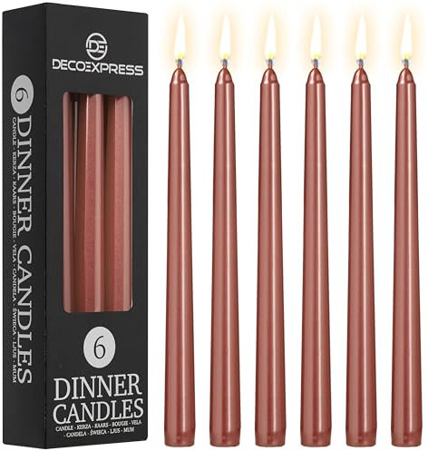 DECO EXPRESS Stabkerzen Set 6er, 10, 15 oder 50er, Lange Brenndauer bis zu 8 Std, Geruchslos (Kupfer - 6er-Pack)