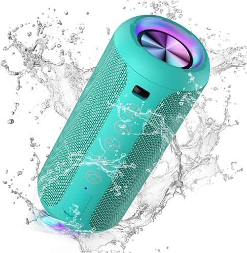 Ortizan X10 - Altavoz Bluetooth portátil con Bluetooth 5.3, impermeable, IPX7, con luz, hasta 30 horas de autonomía, 3 efectos sonoros estéreo Hi-Fi bajos, manos libres, micrófono con AUX, TF