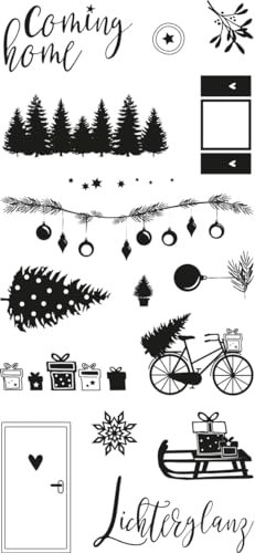 Rayher Clear Stamps Coming Home, Bogengröße 97 x 205 mm, 16 Motive, transparente Stempel Weihnachten, durchsichtige, klare Silikonstempel, 50294000