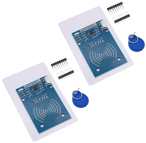 Lector RFID RFID Kit Binghe 2 Piezas RFID Kit Módulo Sensor Tarjeta IC con Lector, Chip y Tarjeta 13,56MHz Compatible con Arduino