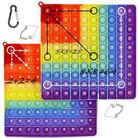 Pop On 2 in 1 Multiplikationsbrett und Hundertertafel, GUOYOU Multiplikation und Addition Pop It Lernspielzeug, 100 Zahlen Push Bubble Pop Spielzeug für Kinder Aufklärung Digitaler(20x20cm)