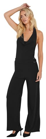 PixieGirl Petite Black Halter Neck Belted Jumpsuit Petite