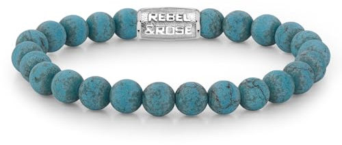 Rebel & Rose Herren-Armband Matt Turquoise Delight 8 mm RR-80043-S-L 19 cm