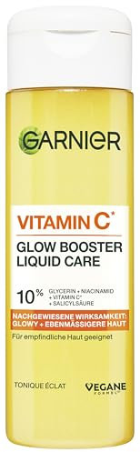 Garnier Vitamin C* Glow Booster Liquid Care – pflegendes Gesichtsfluid mit Vitamin C* für mehr Feuchtigkeit und eine strahlende Haut, 120 ml