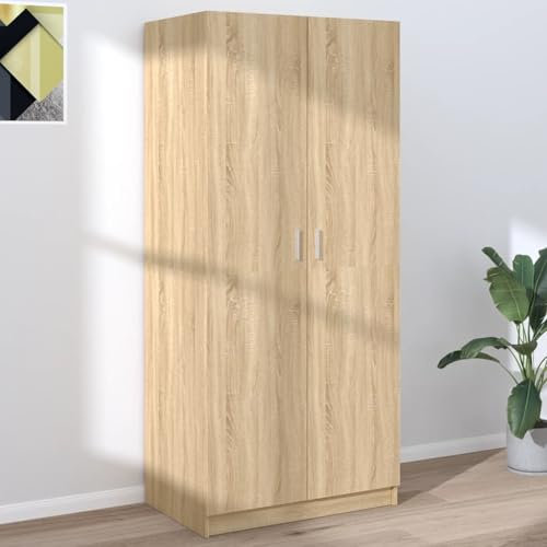Gecheer Garde-Robe Chêne Sonoma 80x52x180 cm Bois d’ingénierie, Armoire de Rangement avec Haut Compartiment avec 2 Portes et Penderie à l'intérieur, Armoire Penderie pour Chambre
