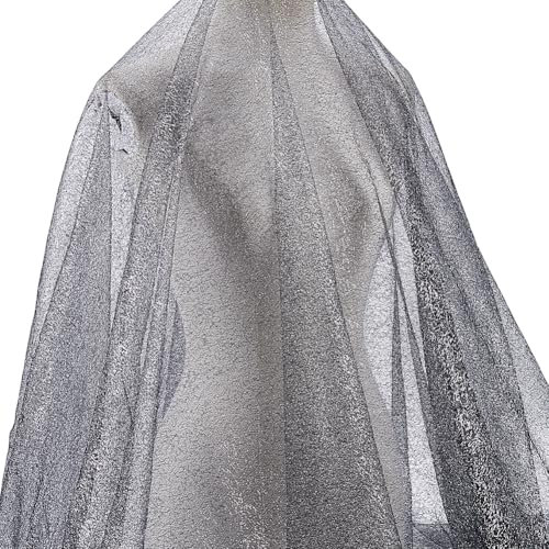 MAYJOYDIY 1.8m × 172cm Schwarzes Spinnennetz Spitzennetz Schillernder Stretch Fischnetzstoff Bunter Durchbrochener Netzgaze Tüllstoff Mit Kristallen Für Herstellung von Röcken DIY Bastelarbeiten
