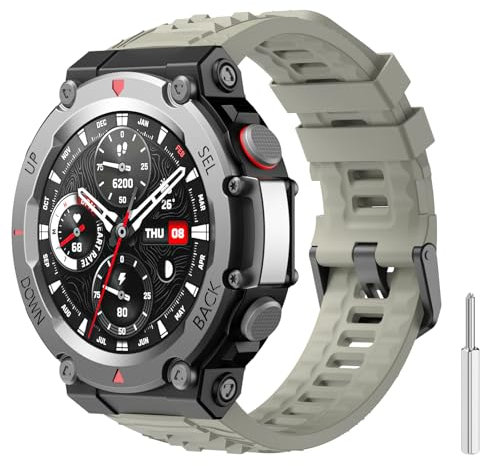 TiMOVO banda deportiva compatible con T-Rex 3 Smartwatch, suave de silicona ajustable Watch Band, Skin-Friendly correa para T-Rex 3 con 1 herramienta de instalación, Roca Gris