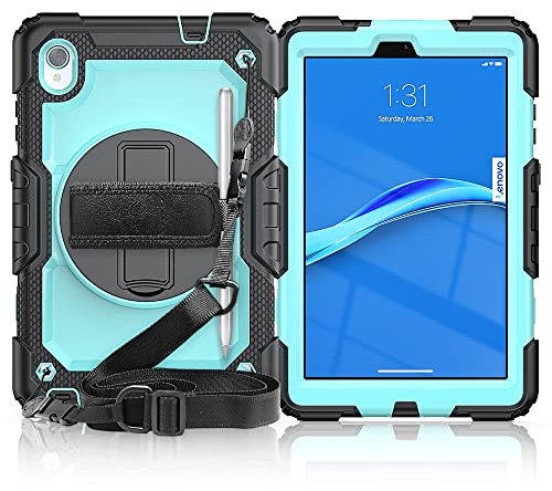 Fundas para tabletas Compatible con Lenovo Smart Tab M8 HD 8 pulgadas TB-8505F/8505X/8705F Estuche de TPU resistente a prueba de golpes, cubierta protectora con protector de pantalla Soporte giratorio