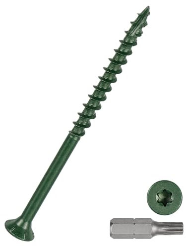DTGN #10x3 Deck Screws - 70Pack - Good for Decks, Fences, Frames, Farms, Outdoor Furniture - Carbon Steel Wood Screws W/ T25 Torx Star Drive Bit - Green