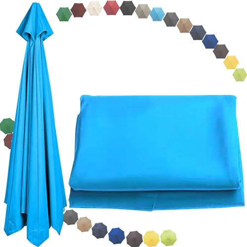Cubierta de sombrilla de Recambio, Reemplazo de Tela for sombrilla de 6/8 Varillas, Cubierta de Repuesto for toldo de sombrilla(Lake Blue,8 Ribs 300cm/9.8 ft)