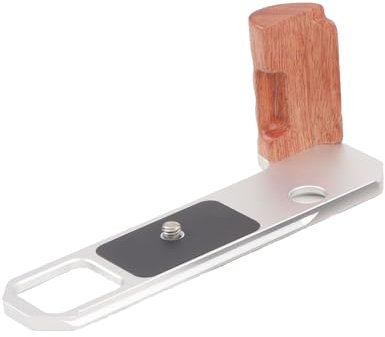 SZZCNOX Solid Wood Handle Grip Aluminum Base Plate for Nikon F2 Camera, F2 Arca Quick Release Baseplate L-Shaped Handgrip Holder for Nikon F2 Camera Accessories (Silvery)