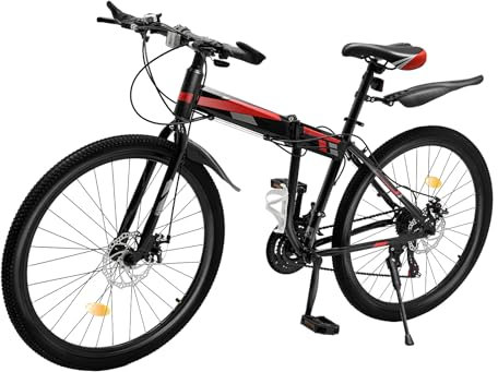 Owneed 26 Zoll Mountainbike, 21 Gänge Mountainbike, MTB, Hochfester Stahlrahmen Fahrrad, Erwachsene Falten für Erwachsene Männer Frauen, Erwachsene Damen Damen Fahrrad Herrenfahrrad