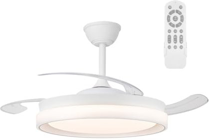 wonderlamp Ventilador LED con aspas retráctiles Nestera Eco Blanco 45W CCT Dim 3000-4000 - 6000 K