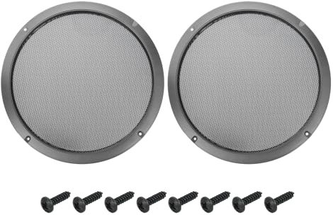 sourcing map 2 Pcs 10inch Black Speaker Grill Mesh Metal Woofer Guard Protector Dust Cover Iron Gray Decorative Circle ABS Frame with Screws for Home Audio Car Speaker Replacement