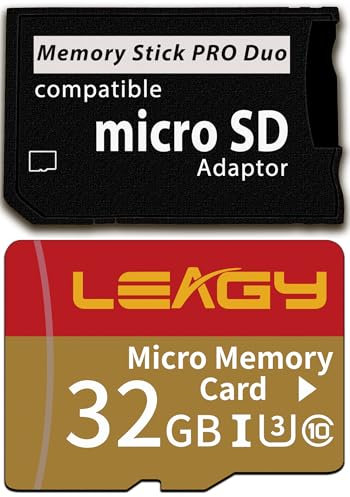 Adattatore per memory stick PSP con scheda Micro SD da 32 GB, Micro SD/SDHC/SDXC a Memory Stick PRO Duo MagicGate, compatibile con PlayStation portatile, fotocamera, Handycam, telefono cellulare e PSP